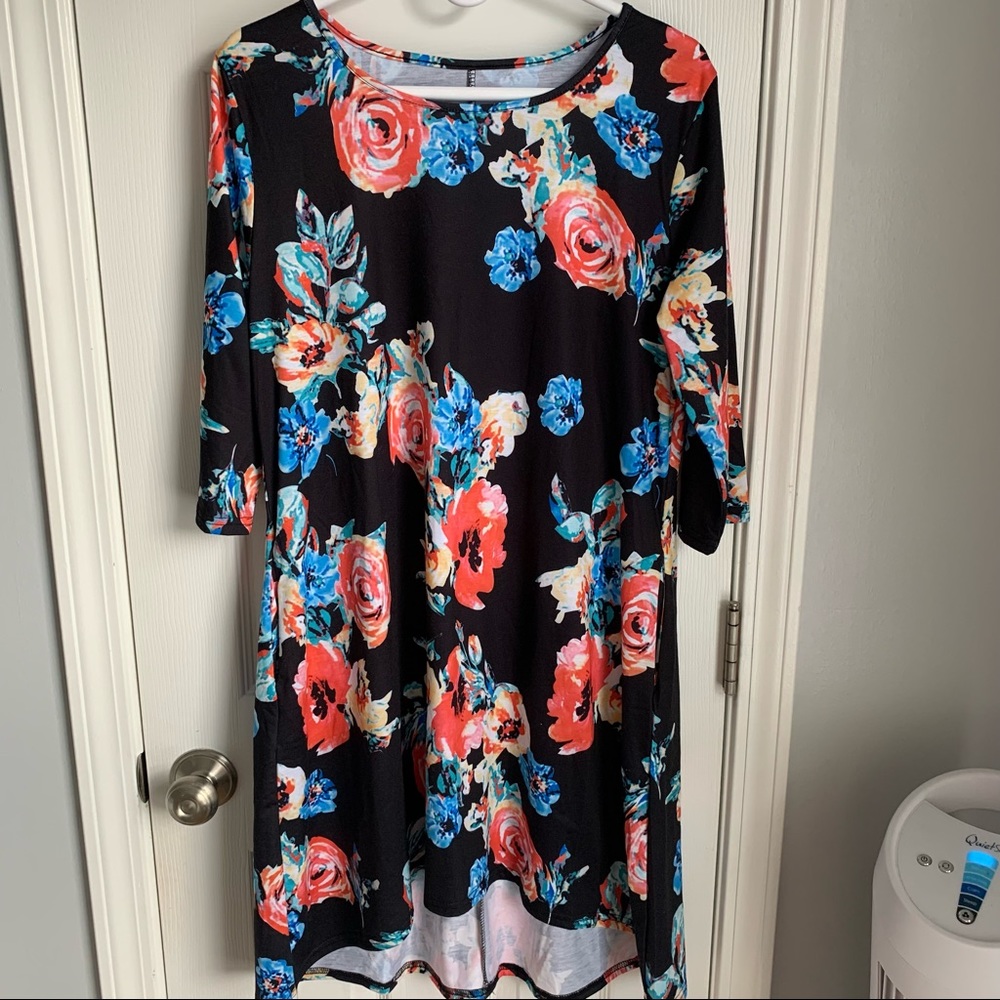 EUC Black Floral Dress